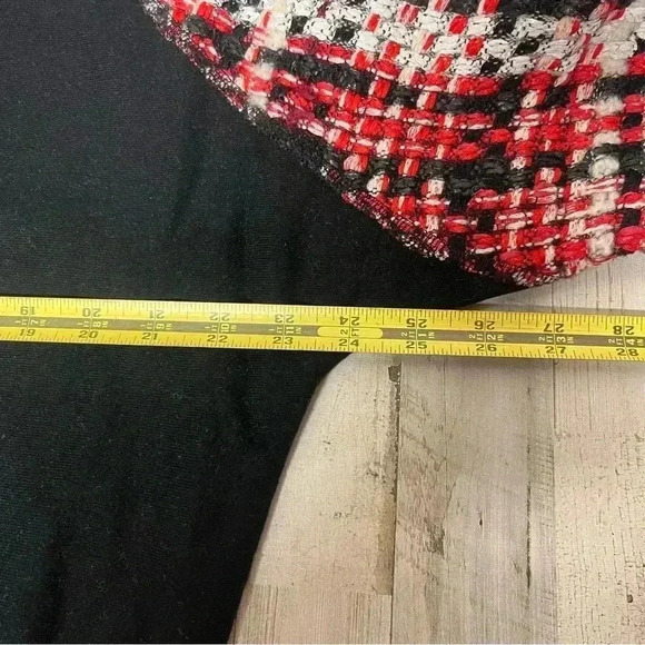 rag & bone Racer X Linton Black Red Plaid Tweed Sleeve Sweatshirt XS - Picture 11 of 11